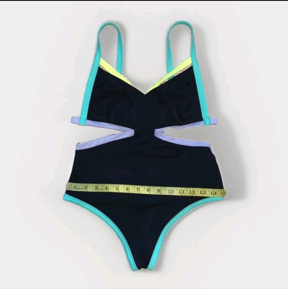 Victoria’s Secret Neon Trim Cutout Monokini Swimsuit – Size Medium - Picture 5 of 9